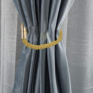 Imagem de 1 Par Cortina Magnética Atrás de Cortinas Decorativas Clipes de Corda Têxteis Fivela Atrás para Decoração de Casa de Banho Fino ou Grosso, Dourado