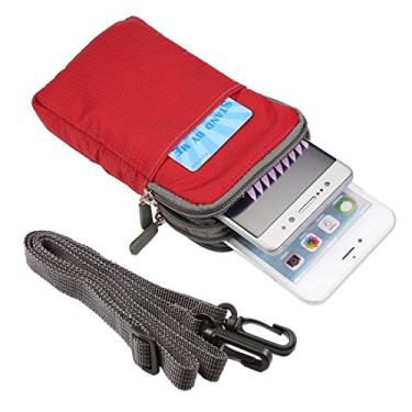 Imagem de Universal Multi-function Plaid Texture Double Layer Zipper Sports Waist Bag/Shoulder Bag for iPhone X & 7 & 7 Plus/Galaxy S9+ / S8+ / Note 8 / Sony Z5 / Huawei Mate 8, Size: 16.5 x 9.0 x 3.0cm