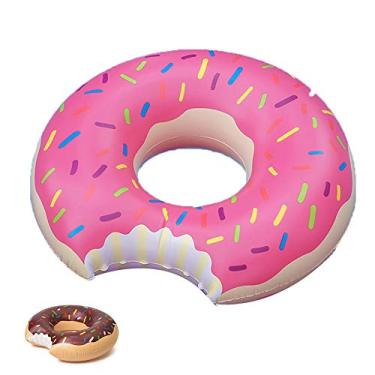 Imagem de Lunch box Anel de natação de donut, brinquedo inflável de piscina de pneu de natação de donut gigante 120 cm para adultos e crianças, colchão de ar de piscina pneu flutuante para festa