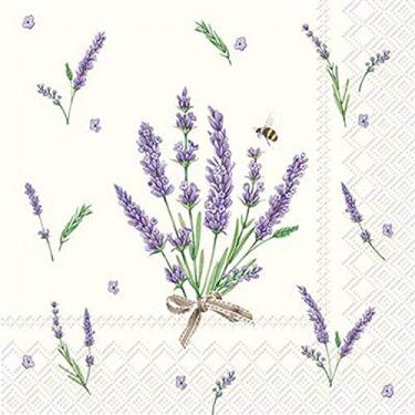 Imagem de Guardanapos florais para coquetel de papel Celebrate the Home com 3 camadas, buquê de lavanda, 20 unidades