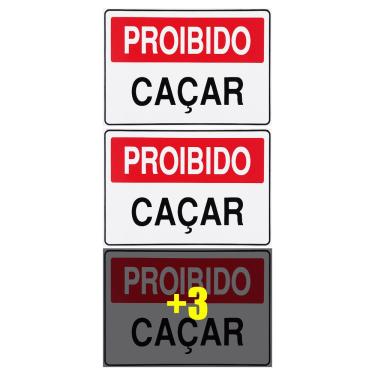 Imagem de Combo 6 Placas De Sinalização Proibido Caçar 30x20 Acesso - P-16 F9e