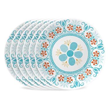 Imagem de Corelle Vitrelle Conjunto de pratos de aperitivo de salada de 6 peças (17 cm), vidro de camada tripla e resistente a lascas, pratos redondos leves de 16 cm, sonhos de terracota