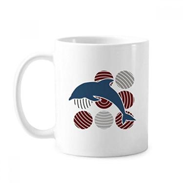 Imagem de Caneca de cerâmica com desenho de golfinho e círculo ilustrado cerâmica para café e porcelana