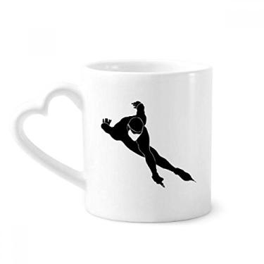 Imagem de Caneca preta de patinação para esportes de inverno caneca de café cerâmica copo de coração de vidro