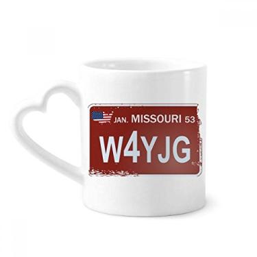 Imagem de Caneca com estampa de número de carro americano dos EUA caneca de café cerâmica copo de coração de vidro