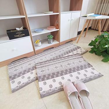 Imagem de Tapete de cozinha macio não derramamento estilo boêmio tapete absorvente antiderrapante lavável para sala de estar quarto cabeceira banheiro varanda entrada, cáqui, 45 * 120 cm