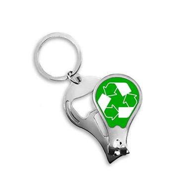 Imagem de Cortador de unhas quadrado verde reciclagem, abridor de chaveiro, tesoura