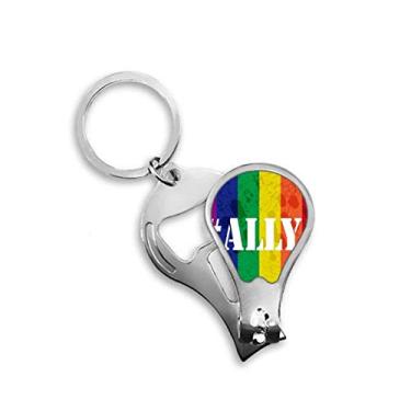 Imagem de Ally LGBT cortador de unhas padrão arco-íris abridor chaveiro tesoura
