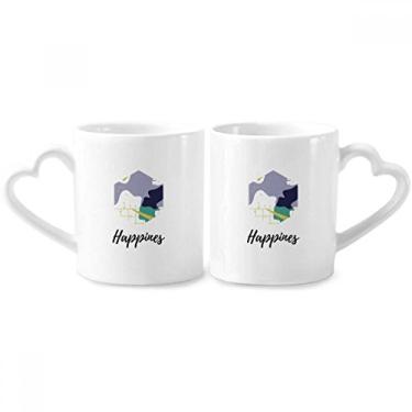 Imagem de Conjunto de canecas de porcelana para casais, estampa de plantas abstratas, treliça, coração