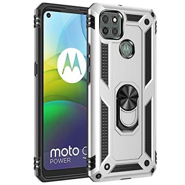 Imagem de Caso de capa de telefone de proteção Para Motorola Moto G9 Power Case Telefone celular com suporte de suporte magnético, proteção à prova de choque pesada para a Motorola Moto G9 Power (Color : Silve