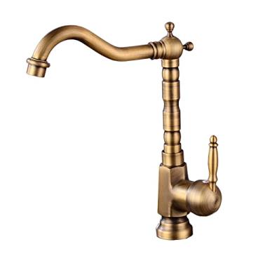 Imagem de LIDON Torneira de pia de cozinha alta, torneira giratória de 360 graus para pia de banheiro, torneira de pia de latão vintage cozinha, torneira de cozinha vintage de latão antigo, antigo A (cor: antigo A)