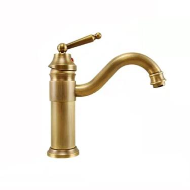 Imagem de LIDON Torneira para pia de banheiro torneira antiga de 360° para pia de banheiro girar torneira de banheiro preta torneira de bacia única para jardins, B antigo (cor: antigo B)