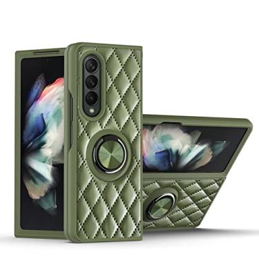 Imagem de Capa de telefone de silicone de couro para Samsung Galaxy Z Flip 3 Flip4 5G Fold 3 4 Suporte de anel à prova de choque Revestimento de capa macia, Verde claro, Para Samsung Z Fold 3 5G