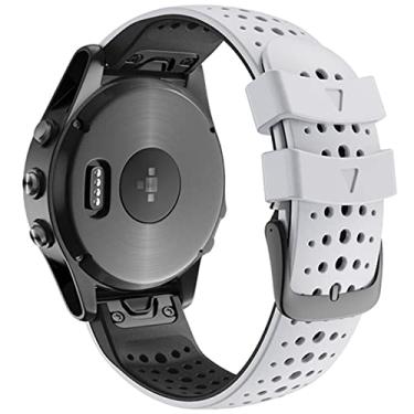 Imagem de COOVS Pulseira de relógio Quickfit de 22 mm para Garmin Fenix 7 6 6Pro 5 5Plus Pulseira de silicone para Approach S60 S62 Forerunner 935 945 Pulseira (Cor: Branco Preto, Tamanho: Fenix 7)