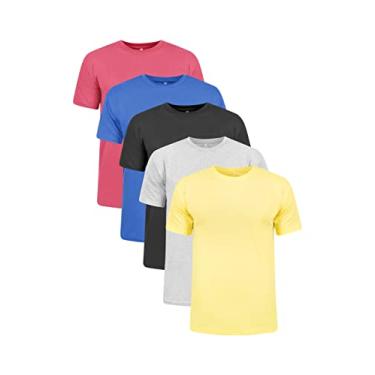 Imagem de Kit 5 Camisetas 100% Algodão (Vinho, Azul Royal, Preto, Cinza Mescla, Amarelo Canario, GG)