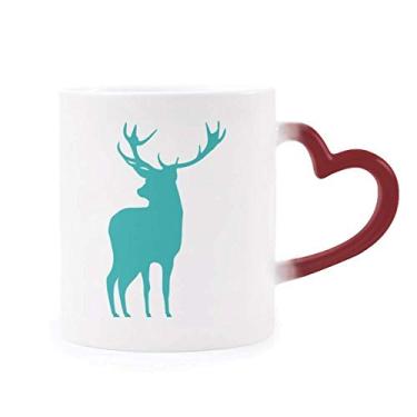 Imagem de Caneca de grés azul de grão de madeira sensível ao calor vermelha muda de cor