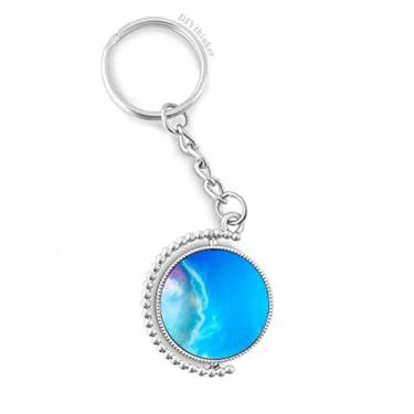 Imagem de Anel giratório com estrelas azuis amarelas e céu noturno escuro para chaveiro, acessórios de disco