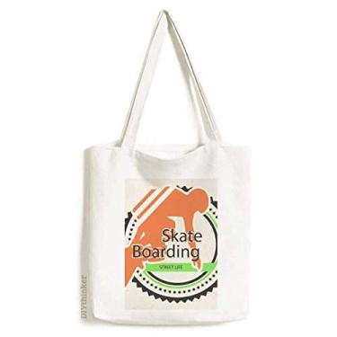 Imagem de Bolsa de lona esportiva de inverno, skate, embarque, atletas, ilustração, sacola de compras, bolsa casual