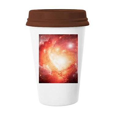 Imagem de Linda caneca rosa Galaxy com estampa de nebulosa caneca de vidro para beber cerâmica copo tampa