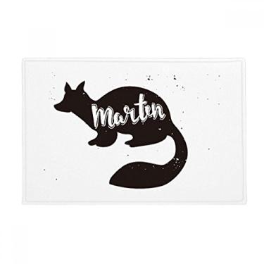 Imagem de DIYthinker Marten Tapete de porta de banheiro antiderrapante para chão de animal preto e branco