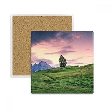 Imagem de Porta-copos quadrado de grama rosa árvore céu tapete para caneca subplaca suporte isolamento pedra
