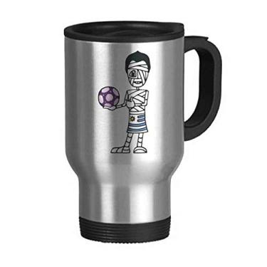Imagem de Caneca de viagem Uruguaio com desenho de jogador de futebol múmia tampa flip em aço inoxidável copo de carro copo térmico