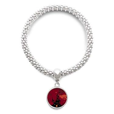 Imagem de DIYthinker Castelo Ghost Fear Halloween Abóbora Prata Pingente Joias Corrente Ajustável