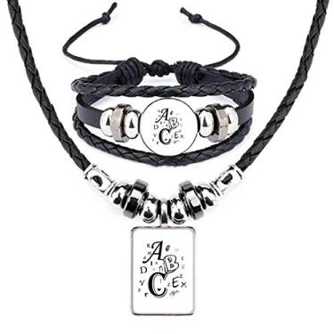 Imagem de Letras ABC imagem Art Deco, presente, moda, colar de couro, conjunto de joias