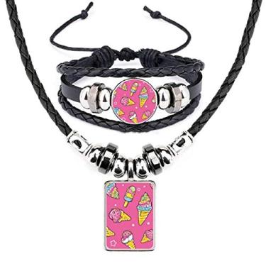 Imagem de Conjunto de joias Star Pink Sugar picolé sorvete couro colar pulseira colar