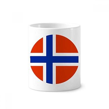Imagem de Bandeira Nacional da Noruega Padrão de Símbolo Europeu Suporte de Caneta Escova de Dentes Caneca Branca de Cerâmica 355 ml