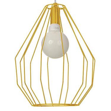 Imagem de Pendente Retangular Ref 6168 Verniz dourado Soquete E27 1 Lampada (30 X 30 X 38 cm) Bivolt Fabricado em Metal Pantoja&Carmona
