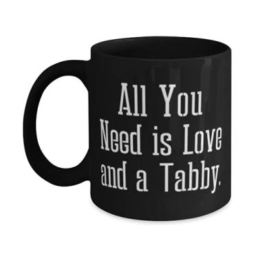 Imagem de Caneca All You Need is Love and a Tabby. Caneca de 325 ml, copo de gato Tabby, Cool s para gato Tabby