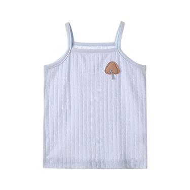 Imagem de Camiseta regata de verão para meninas de algodão liso sem mangas com costas nadador cropped para crianças e grandes camisetas de verão unissex (azul claro, 2-3 anos)