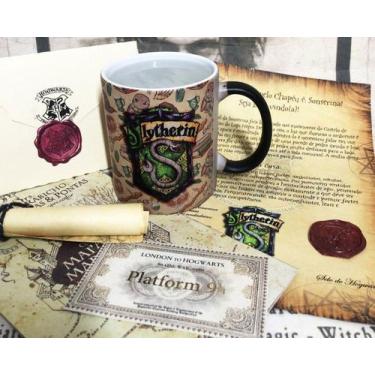 Imagem de Caneca Mágica Harry Potter Termossensível Modelo Sonserina  Com Carta