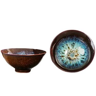 Imagem de SALFEE Xícara de chá Jianzhan de cerâmica de 90 ml, retrô, esmaltada, xícara de chá, azul, cerâmica, copos mestres para casa