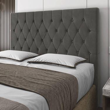 Imagem de Cabeceira Solteiro Potenza 90cm Veludo Cinza c/ Frame Italian Flex