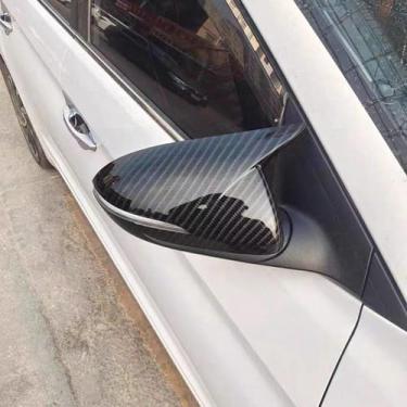 Imagem de LAVIYE Carro Retrovisor Lateral Espelho Tampa Asa Porta Exterior Vista Traseira Caso Guarnição Fibra de Carbono Olhar, Para Hyundai Elantra Avante AD 2016-2020