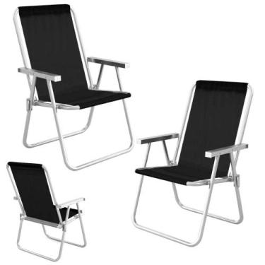 Imagem de 2 Cadeiras De Praia Aluminio Mor Alta Conforto Sannet Preta