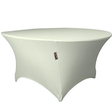 Imagem de LA Linen Toalha de mesa redonda de elastano 122 cm x 76 cm de altura, marfim