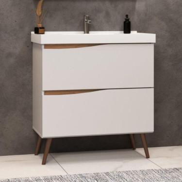 Imagem de Gabinete com Pés para Banheiro sem Cuba Lille Branco/Tauari