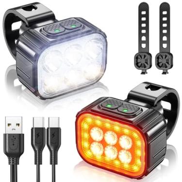 Imagem de Kit Luzes para Bicicleta com Farol de 6 LEDs e Lanterna Traseira LED para Segurança e Alta Visibilidade