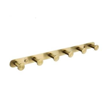 Imagem de Prateleira de montagem na parede de ouro escovado, hardware de banho, suporte de papel, barra de toalha, haste de trilho, gancho de robe, acessórios de banheiro, 6 ganchos