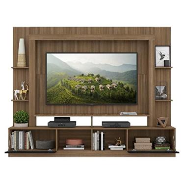 Imagem de Rack c/Painel e Suporte Tv 65" Portas c/Espelho Oslo Multimóveis Madeirado/preto