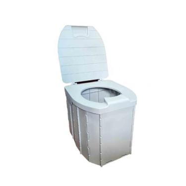 Imagem de JUSHZ Banheiro de acampamento portátil para adultos vaso sanitário portátil balde externo para casa interior para carro idoso cabeceira com capa Aldult carro portátil dobrável lata de lixo (branco, 32