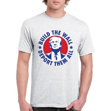 Imagem de Camiseta masculina Donald Trump 2024 Build The Wall Deport Them All MAGA America First FJB Republican President 47, Cinza-claro, P