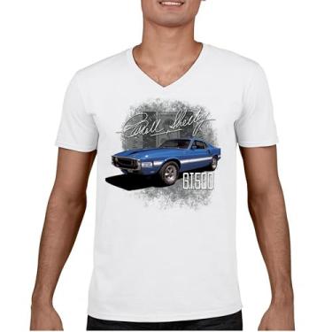 Imagem de Camiseta Cobra Shelby azul vintage GT500 gola V American Racing Mustang Muscle Car Performance Powered by Ford Tee, Branco, P