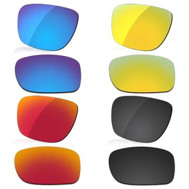 Imagem de LenzReborn Lente polarizada de substituição para óculos de sol Oakley Holbrook XL OO9417 - preto escuro + azul gelo + vermelho fogo + amarelo dourado