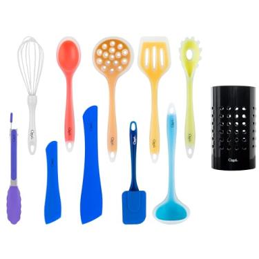 Imagem de Ozeri Conjunto de utensílios de silicone multifuncional com 11 peças, multicolorido