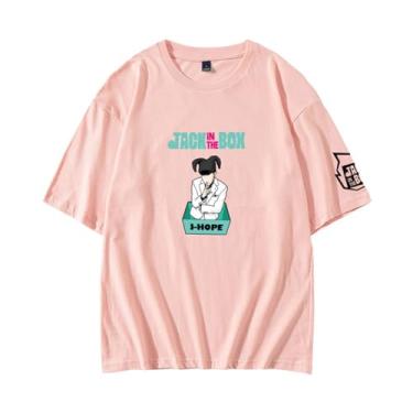 Imagem de Camiseta moderna K-pop Jack in The Box, camiseta estampada J-Hope Support Born Pink Contton gola redonda camisetas com desenho animado, Rosa, M