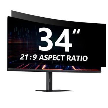 Imagem de Halloive Filtro de tela de privacidade de computador de 34 polegadas 21:9 para monitor - Escudo de privacidade e protetor de luz azul antirreflexo, proteção removível para os olhos, protetor de tela